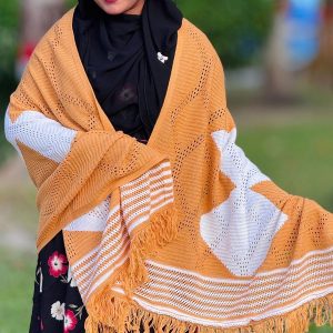 শাল - Light Orange & White