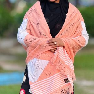 শাল - Peach & White