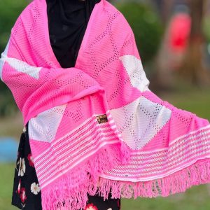 শাল - Pink & White